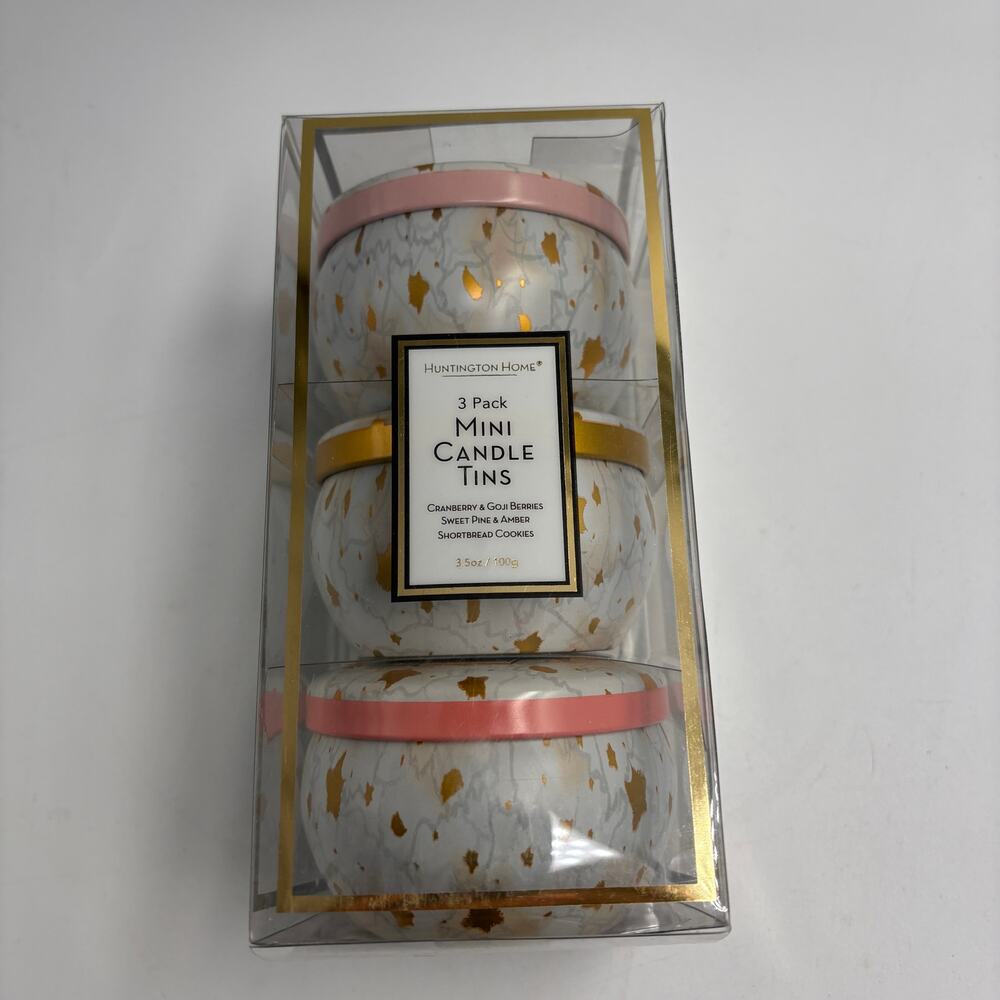 Huntington Home Aldi 3 Pack Mini Candle Tins Holiday Soy Coconut Wax Unburned